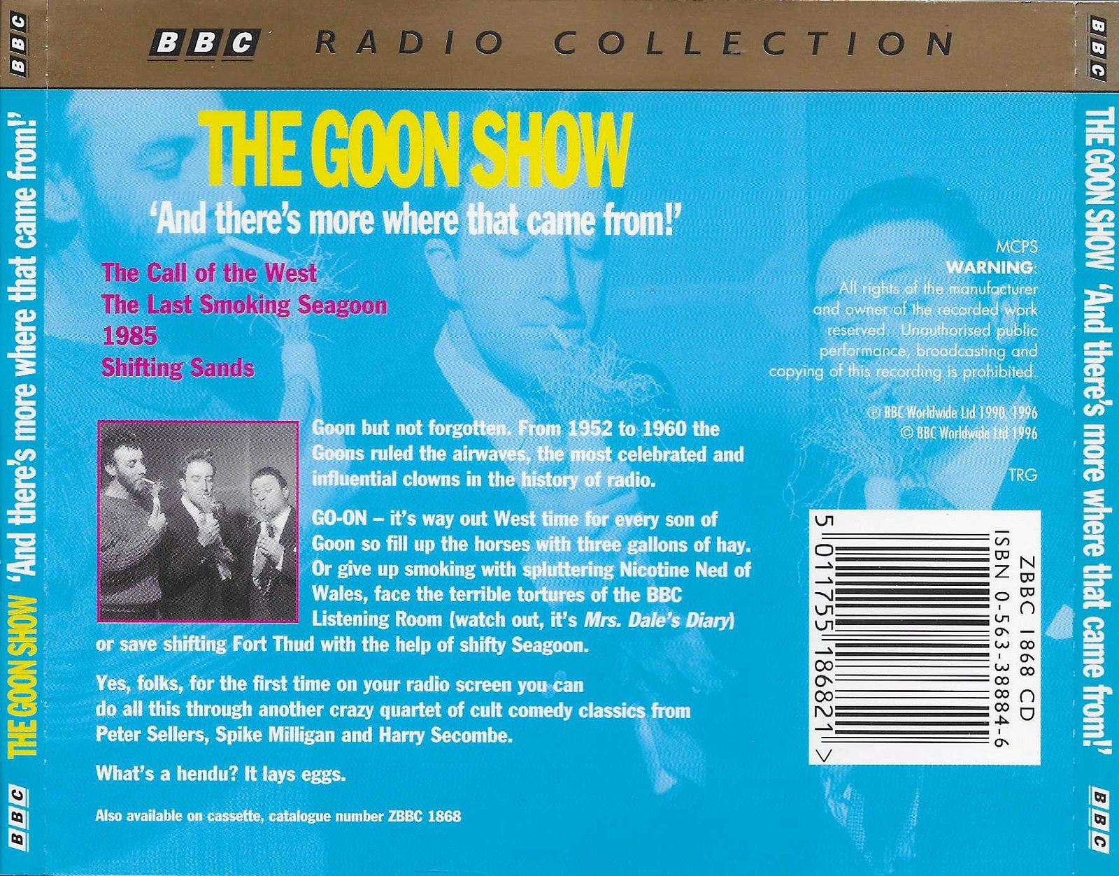 Picture of ZBBC 1868 CD The Goon show 5 - And there's more where that came from! by artist Spike Milligan / Eric Sykes / Larry Stephens from the BBC records and Tapes library